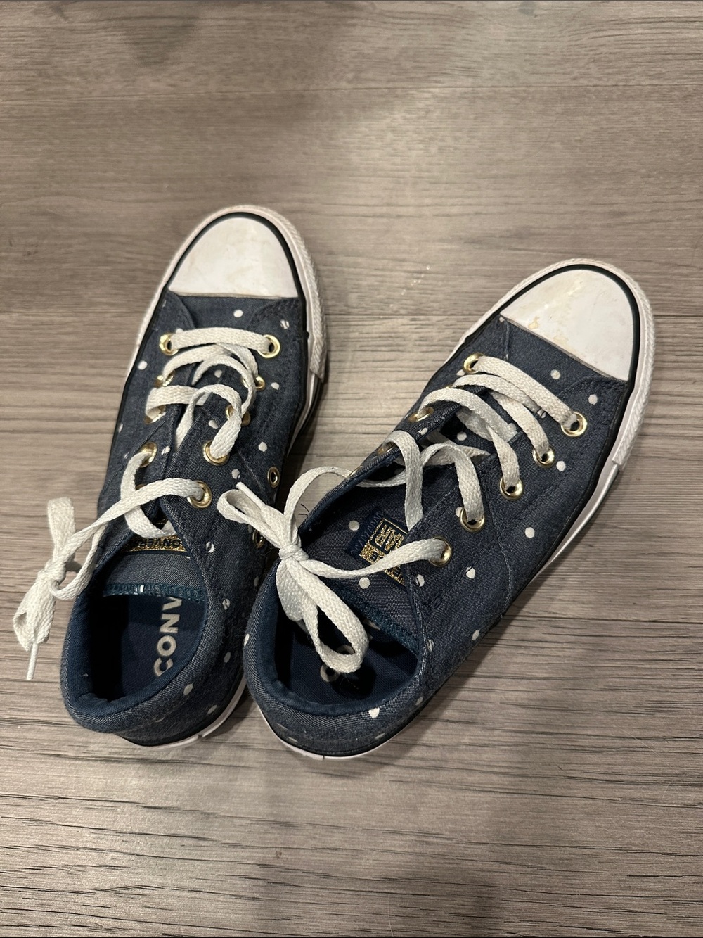 Converse Navy Polka Dot Low-Top Sneakers with White Accents